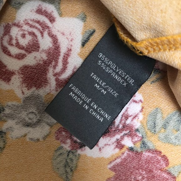 Mustard Yellow with floral design Suzy Shier size medium shirt mustard - Picture 6 of 9